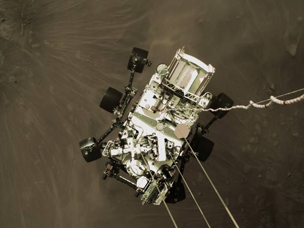 an image of NASA�s Perseverance rover as it touched down on Mars