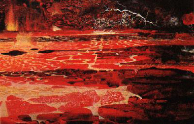 Artist's conception of the early magma ocean.
